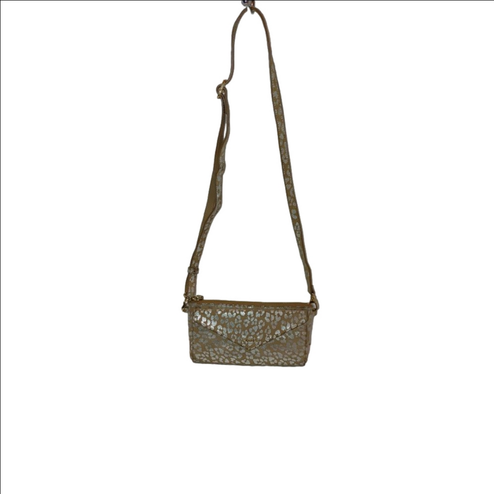 Lodis RFID Metallic Silver Leopard Print Leather Convertible Crossbody Wallet